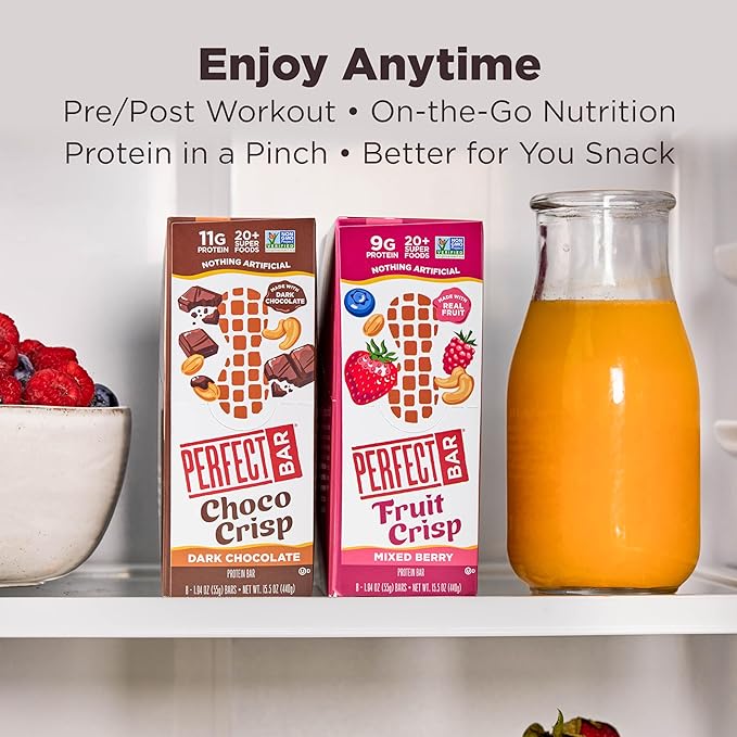 Perfect Bar Fruit Crisp, Mixed Berry Nut Butter Protein Bar, Protein Snack, Gluten Free, Soy Free