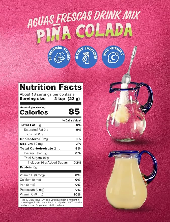 Klass Aguas Frescas |Pina Colada Drink Mix| Flavor From Natural Sources & No Artificial Flavor With