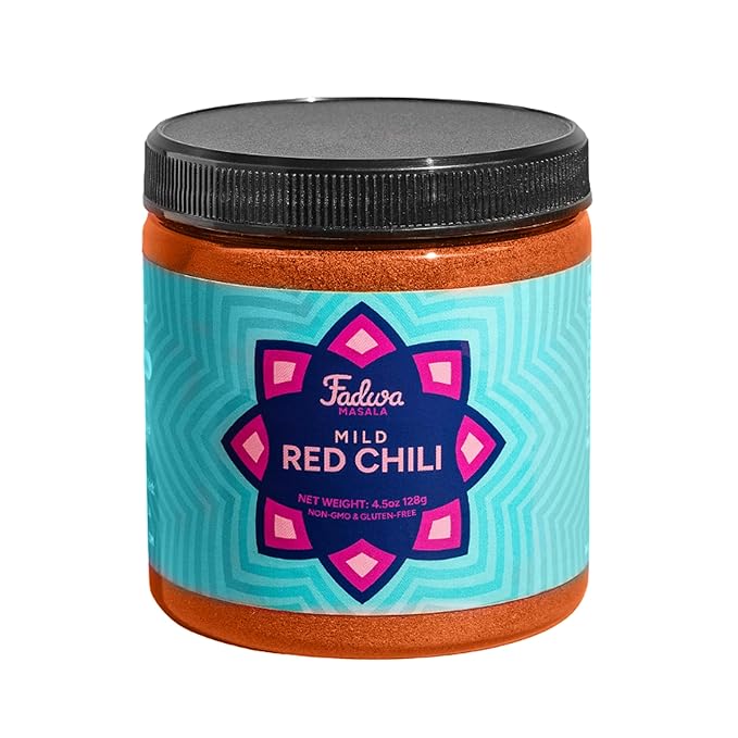 Fadwa Masala Mild Red Chili Powder - 4.5 oz Jar, Salt & Sugar Free, Non-Spicy Authentic Desi Spices