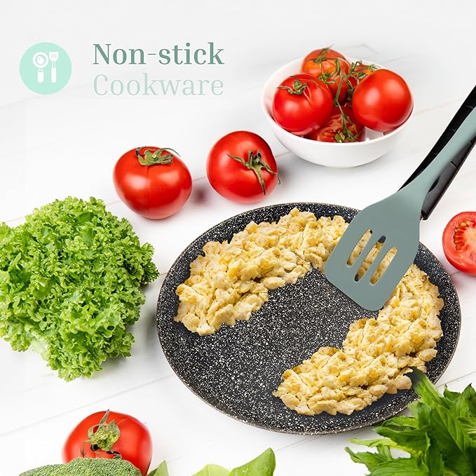 Silicone Utensils 4-Piece Set ??Rubber Spatula, Pastry Brush, Slotted Turner, and Rice Paddle