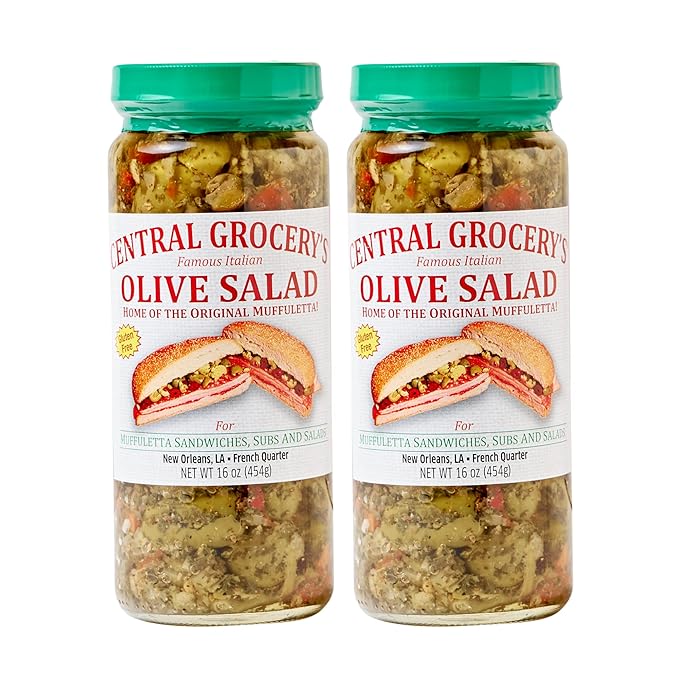 Central Grocery Olive Salad - 16 oz, Perfect for Muffulettas, Sandwiches, Pizza Toppings, Pastas