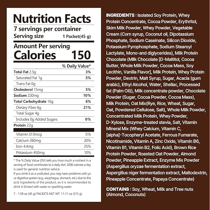 Chocolate Protein Shake, 22g Protein, Low Sugar, Keto-Friendly Meal Replacement Shake, 1.59oz