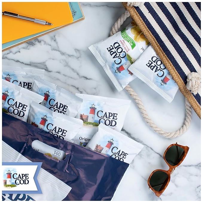 Cape Cod Potato Chips, Original Less Fat Kettle Cooked Chips, Snack Bags, Reduced Fat Original