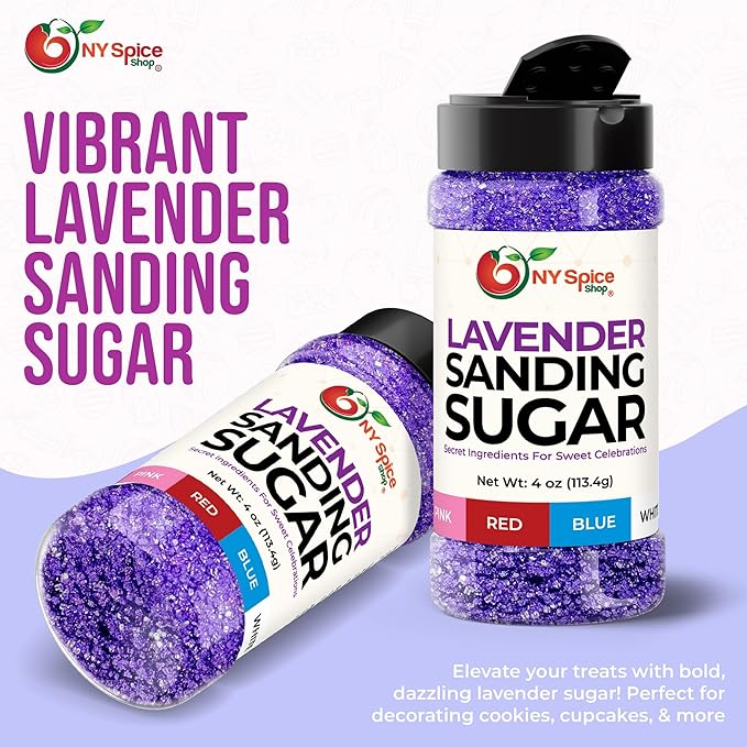NY Spice Shop Lavender Sanding Sugar - 4 Ounce Sweet Colorful Edible Sprinkles For Candy Dish