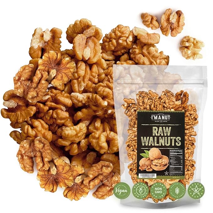 Premium Raw Walnut Halves & Pieces 16oz (1 lb) - 100% Natural, No-PPO, Non-GMO, Batch-Tested Gluten