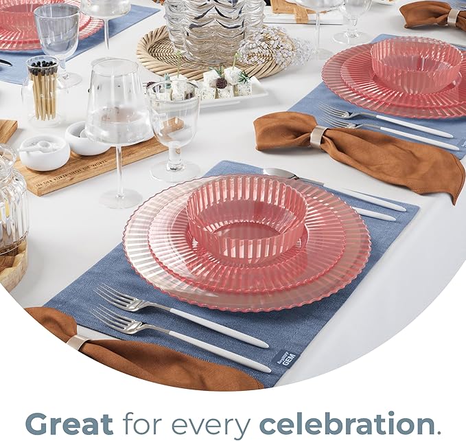 Exquisite 80 Piece Plastic Disposable Plates Set For 40 Guests I 20 X 9 Inch & 40 X 11 Inch