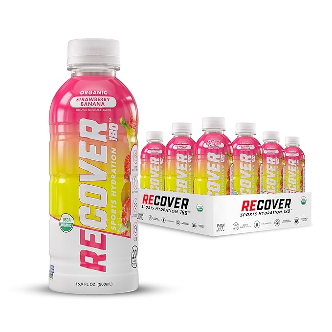 RECOVER 180 Organic Sports Hydration Drink, No Sugar Added, 20 Calorie Sports Beverage, Organic