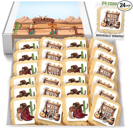 Cowboy Themes Cookies 24 Pack Individually Wrapped | Wild West | Cowboy Hat Western Theme | Cowboy