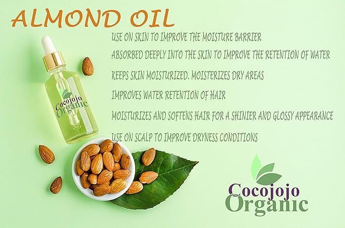 cocojojo Pure Bitter Almond Oil - Unrefined, Cold Pressed, Extra Virgin, All Natural - Perfect for