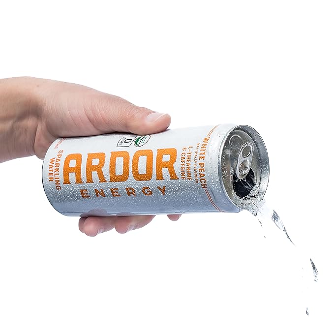 ARDOR ENERGY Sparkling Water with 100mg Natural Caffeine & 200mg L-Theanine from Organic Green Tea