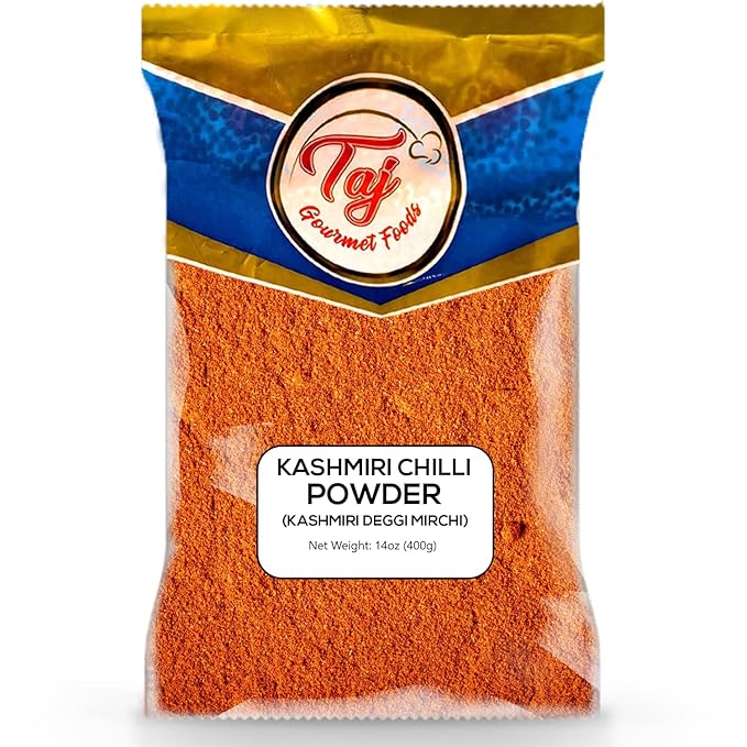 TAJ Kashmiri Chilli Powder | 14oz | Low Heat | Deggi Mirch - Salt Free All Natural