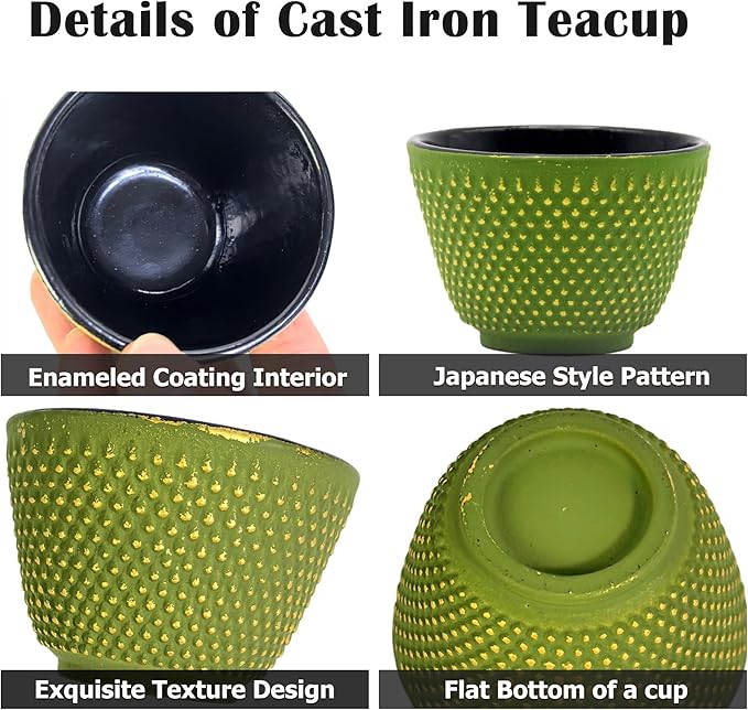 Japanese Cast Iron Tea Cups, Small and Heavy Teacups with no Handles, Japanese Style Cup for