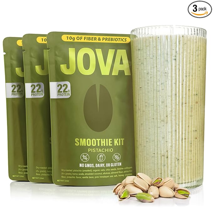 JOVA Pistachio Smoothie Mix | Healthy Snack with Whole Foods: Oats, Cacao, Cashews, Collagen & Chia