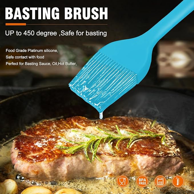 Walfos Silicone Basting Pastry Brush, Heat Resistant Pastry Brush Set, Strong Steel Core and
