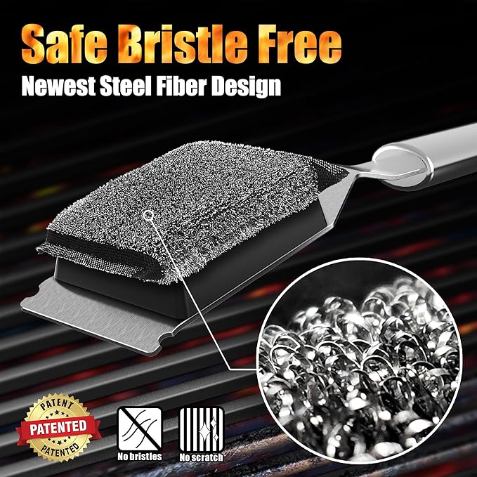 GRILLART Grill Brush Bristle Free, Safe Grill Brush for Outdoor Grill, SteamWizards BBQ Grill