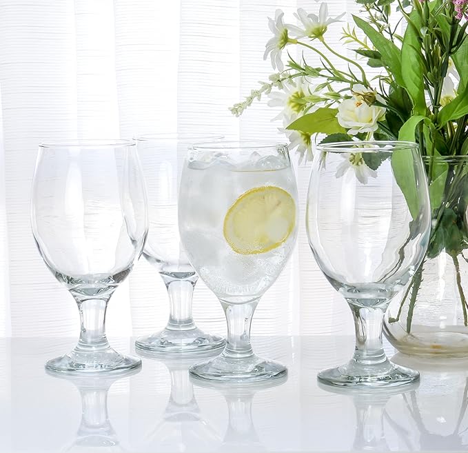 Red Co. Belluno Classic Clear Glasses for Water, Juice, Liquor - Wine Goblets - Set of 6 (13.5