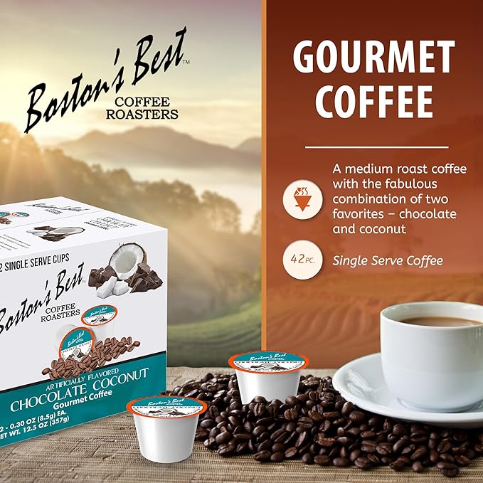 Boston’s Best - Chocolate Coconut Flavored Dessert Gourmet Coffee Compatible with Keurig Coffee