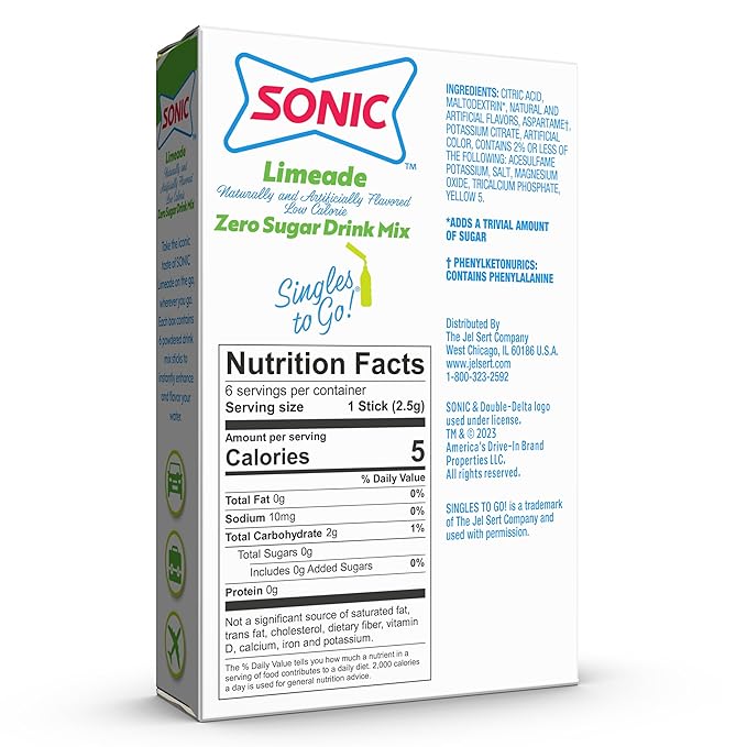 Sonic Singles To Go Powdered Drink Mix (Limeade)