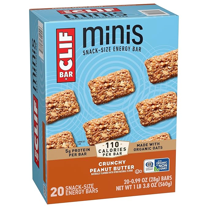 CLIF BAR Minis - Crunchy Peanut Butter - Made with Organic Oats - 5g Protein - Non-GMO - Plant