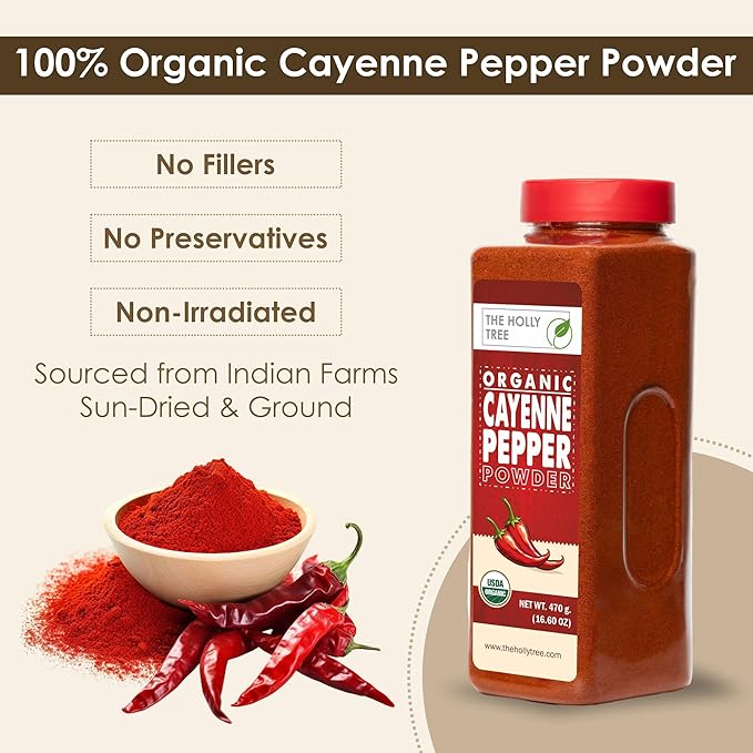 Organic Cayenne Pepper Powder 16.60 oz - Ground Red Chili for Cooking, Spices & Seasoning - Cayenne