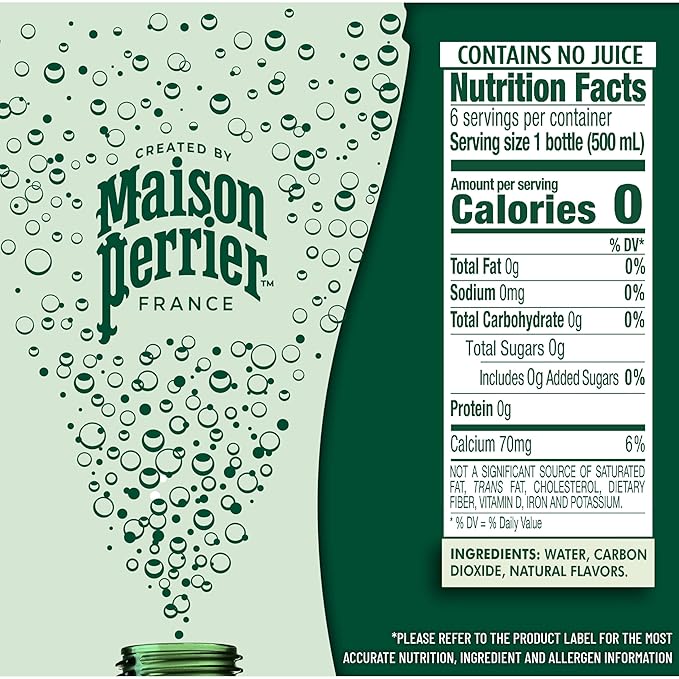 Maison Perrier Forever Lime Flavored Sparkling Water, 16.9 Fl Oz Plastic Water Bottles, 6 Count