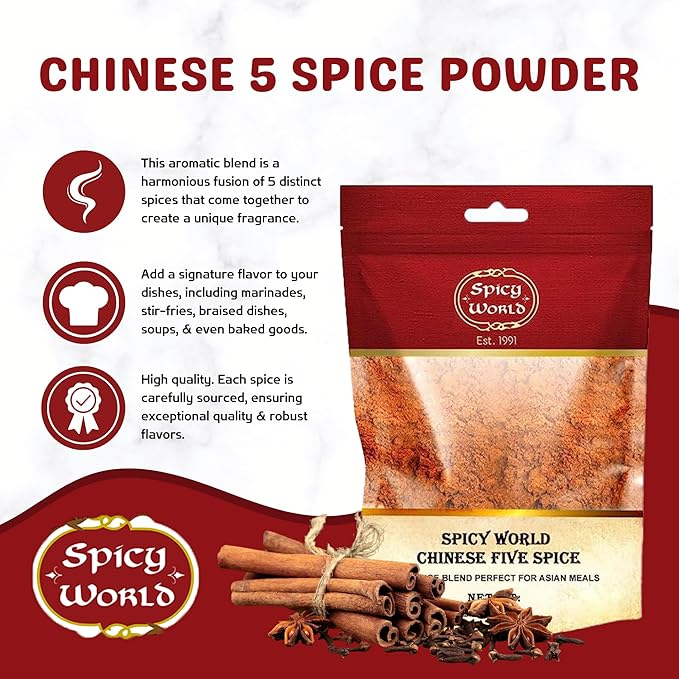 Spicy World Chinese Five Spice Powder 1.25 Pound (20oz) Bag - Great for Asian meals, Chinese 5