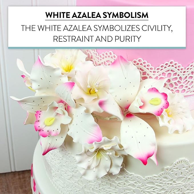 Global Sugar Art Azalea 1.75 Inch Sugar Cake Flowers White with Wire and Stamen, 10 Count by Chef