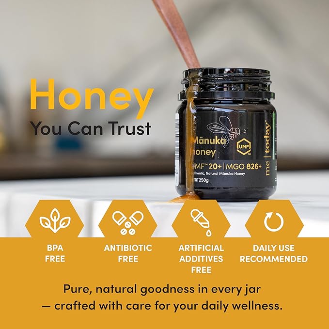 Me Today Manuka Honey, UMF 20+/MGO 826+ from New Zealand Authentic, Raw & Unpasteurized Honey | Raw
