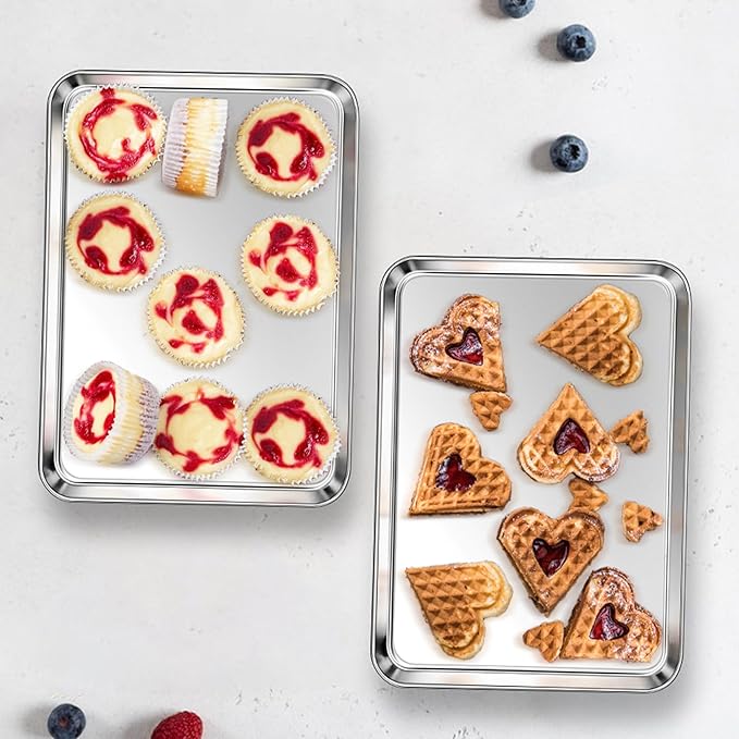 Homikit 2 Pack Baking Sheet, 10 x 8 Inch Stainless Steel Cookie Tray Set for Cooking Toasting