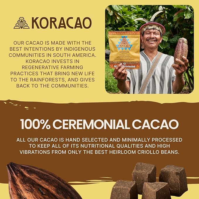 KORACAO Sustainably Harvested Cacao Cubes | Ideal Superfood for Everyday Bliss | Ceremonial Grade