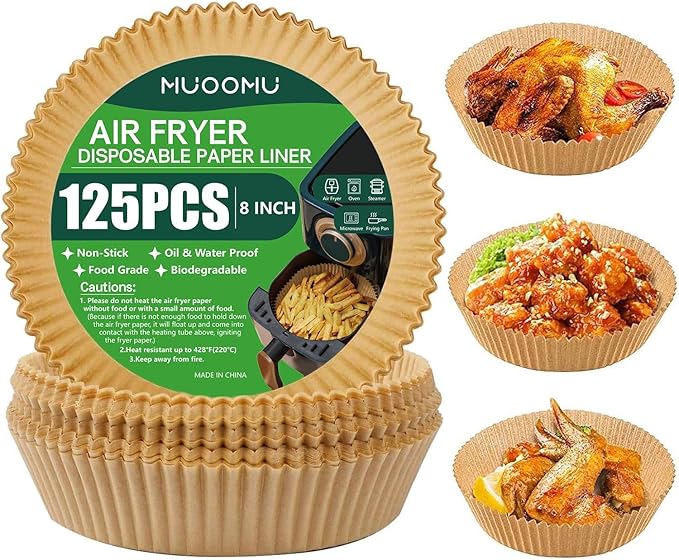 Air Fryer Disposable Paper Liner, Non-Stick Round Parchment, AirFryer Accessories, Oil Proof, Water