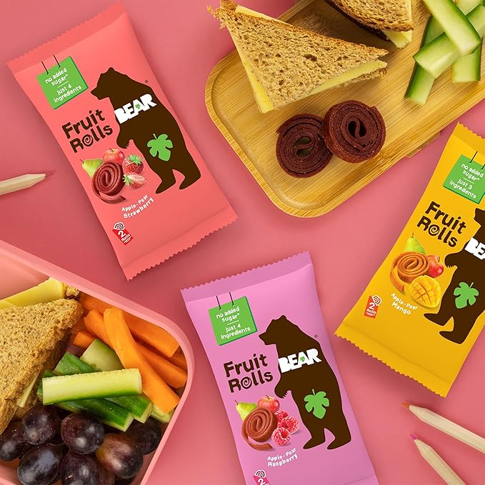 BEAR Real Fruit Snack Rolls - Gluten Free, Vegan, and Non-GMO - Variety Pack (Strawberry