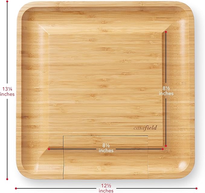Casafield Bamboo Cheese Board and Knife Gift Set, Wooden Charcuterie Board Meat and Cheese Platter
