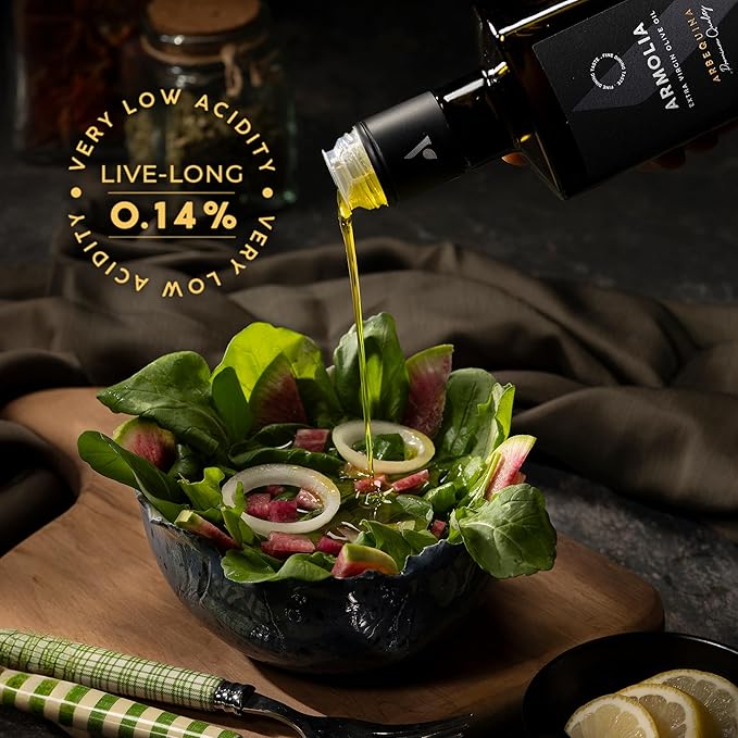 ARMOLIA Pure Olive Oil Extra Virgin Cold Pressed Glass Bottle, EVOO 2025 Gold Award Winner Drinking