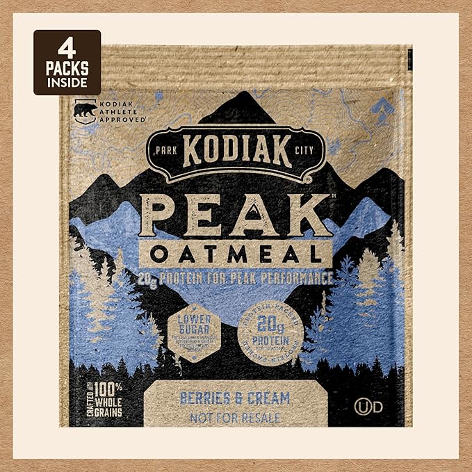 Kodiak Cakes Peak Instant Oatmeal Packets, Berries & Cream, High Protein,100% Whole Grains, 6 box