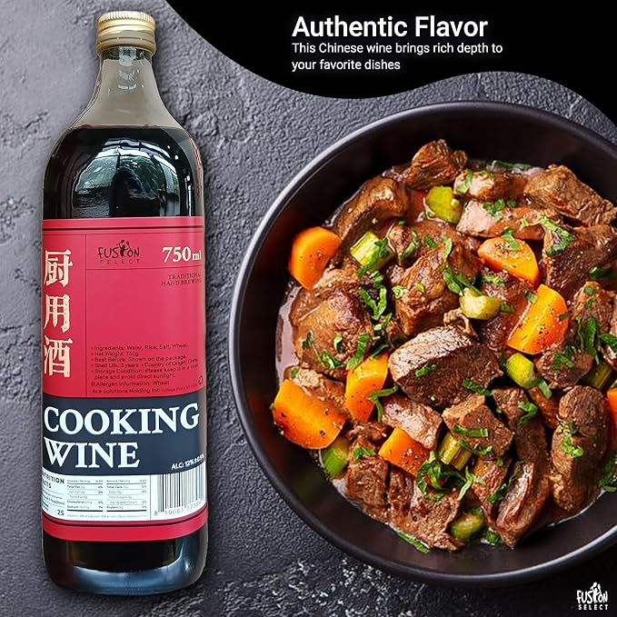 Fusion Select Authentic 750ML Chinese Cooking Wine - Traditional Hand-Brewed Shaoxing Rice Wine for