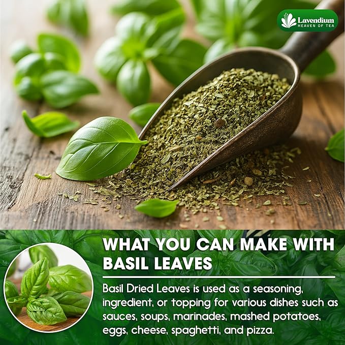 Lavendium, Premium 8oz Dried Basil ??100% Pure, Non-GMO, Gluten-Free, Vegan ??Aromatic Culinary
