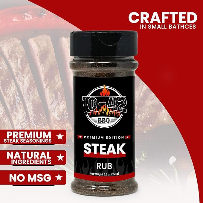 10-42 BBQ Steak Seasoning NO MSG, 0 Calorie | Meat Rub & Seasonings for Grilling, Beef & Pork |