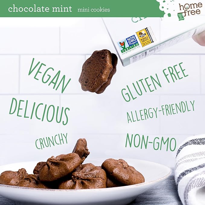 Homefree Chocolate Mint Mini Cookies, Gluten Free, Nut Free, Vegan, School Safe, and Allergy