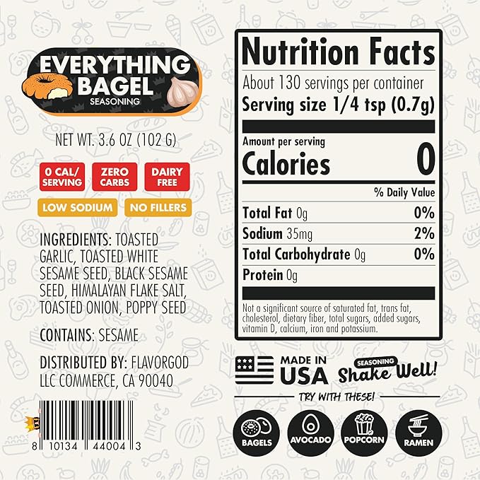 Everything Bagel Seasoning Mix by Flavor God, Pack of 2 - Premium All Natural & Healthy Spice Blend