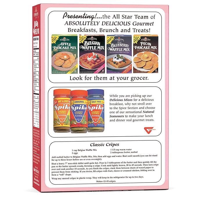 Classique Fare Belgian Waffle Mix - Makes Light and Crisp Waffles, Pancakes, Muffins & Crepes