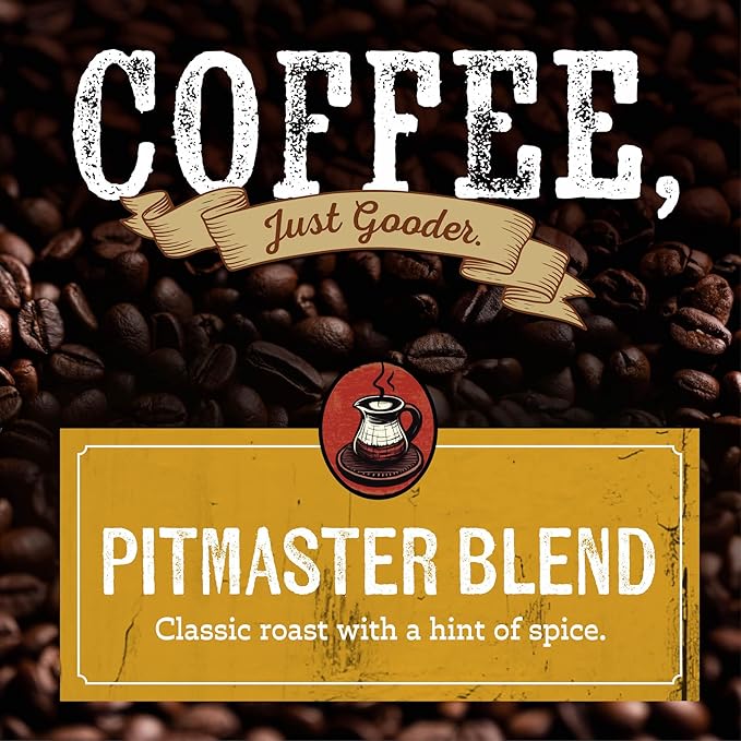 Rufus Teague Pitmaster Blend Ground Coffee, Gourmet Fresh Dark Roasted Coffee, Smoke Roasted Java