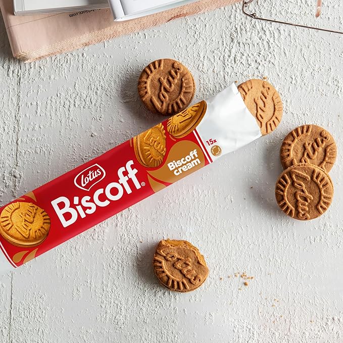 Lotus Biscoff Sandwich Cookies, Biscoff Cream, 15 Cookies per pack, 5.29 Ounce (Pack of 9)