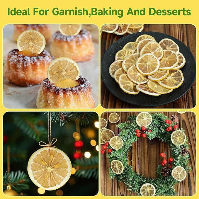 Dried Lemon Slices,8.82oz/250g, Dehydrated Fruit Slices For Cocktails,100% Natural No Additives No