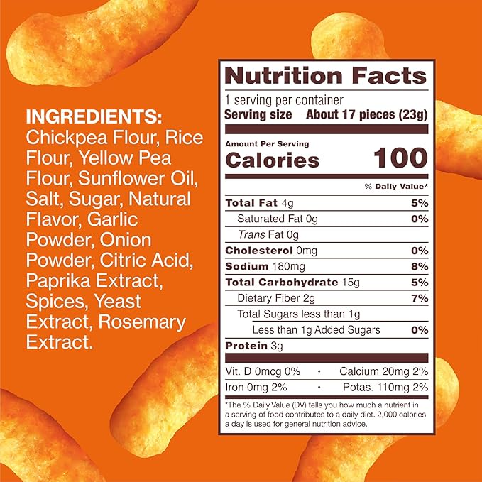 Hippeas Chickpea Puffs, Vegan Nacho Vibes, 0.8 Ounce (Pack of 18), 3g Protein, 2g Fiber, Vegan