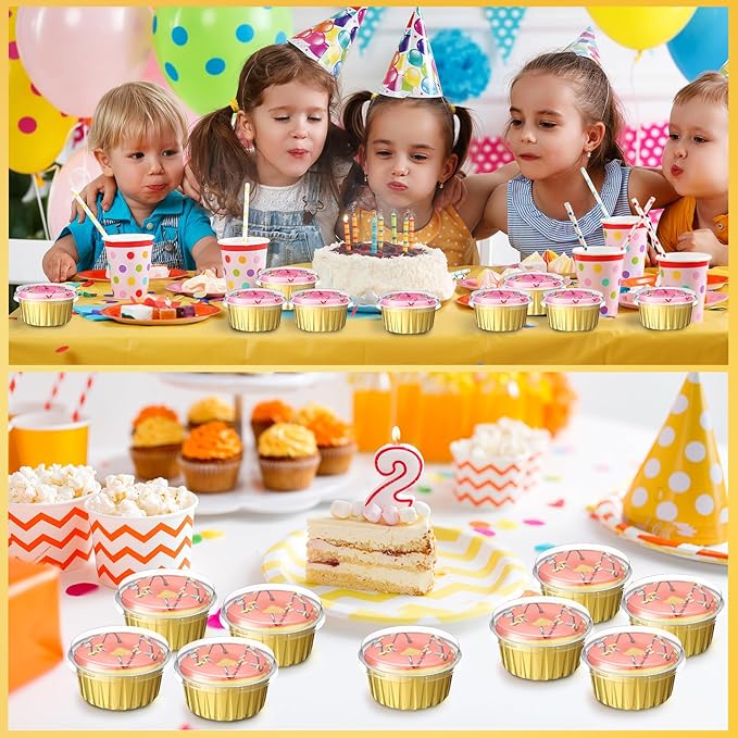Gejoy 400 Pcs Aluminum Foil Baking Cups with Lids 5 oz Disposable Ramekins Mini Cake Pans Creme