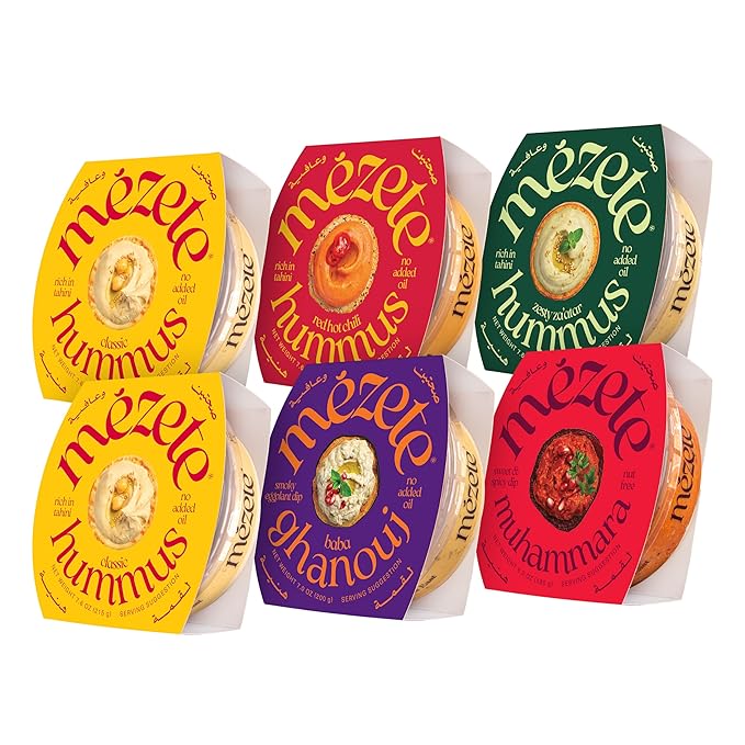 Mezete All-Natural Dip Snack Pack | No Added Oils | Preservatives-Free Variety Pack | Halal | Vegan