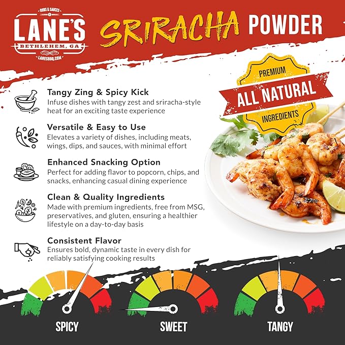Lane's Sriracha Seasoning Powder, All-Natural Sriracha Powder Seasonings and Spices for Cooking