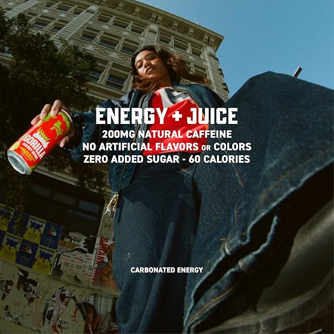 Gorilla Energy Drink, Watermelon Melon, 200mg Natural Caffeine, Real Fruit Juice Squeezed &