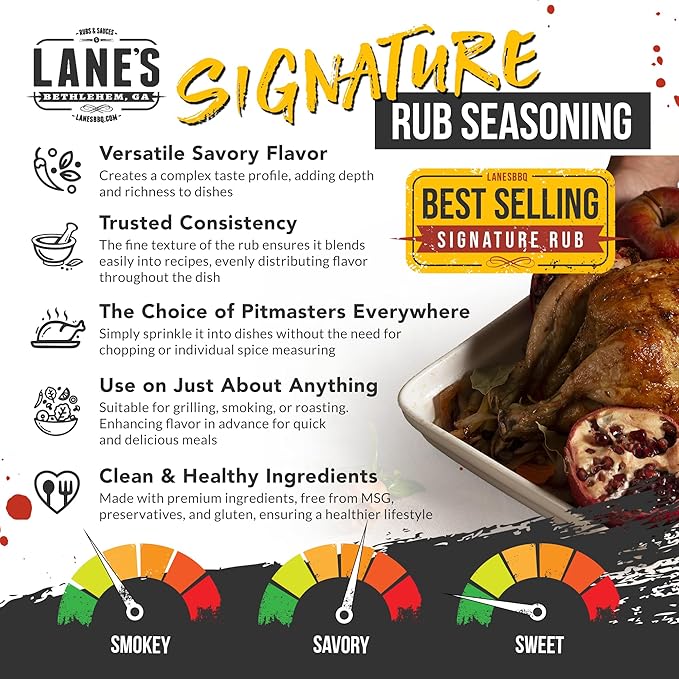 Lane's Signature BBQ Seasoning Rub, All-Natural BBQ Seasonings and Rubs, Perfect for Beef, Meat